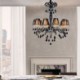Bedroom Study Living Room Retro Crystal Chandelier European Black Pendant Light