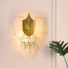 2X Base Crystal Wall Sconce Modern Wall Light Fixture For Bedroom