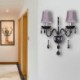 Bedroom Living Room Hallway European Style Crystal Sconce Black Two-Light Candle Wall Light