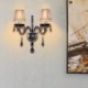 Bedroom Living Room Hallway European Style Crystal Sconce Black Two-Light Candle Wall Light