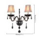 Bedroom Living Room Hallway European Style Crystal Sconce Black Two-Light Candle Wall Light