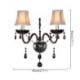 Bedroom Living Room Hallway European Style Crystal Sconce Black Two-Light Candle Wall Light