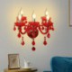 Hotel Rooms Hallway European Crystal Sconce Red Color Wall Light