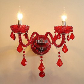Red Color Light Hallway Hotel Rooms European Crystal Sconce Wall Light