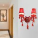 Red Color Light Hallway Hotel Rooms European Crystal Sconce Wall Light