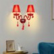European Crystal Wall Sconce Red Color Hallway Hotel Rooms
