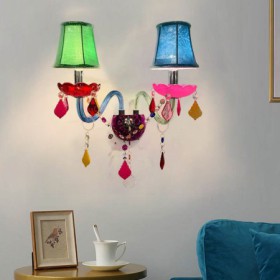 European Two-Light Wall Light Bedroom Hotel Aisle Colorful Crystal Sconce