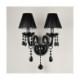 2 Light Black Crystal Wall Light with Fabric Shade