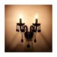 2 Light Black Crystal Wall Light with Fabric Shade