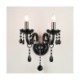 2 Light Black Crystal Wall Light with Fabric Shade