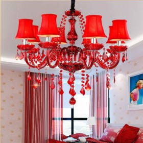 Dining Room Hotel Rooms Luxury Crystal Chandelier European Red Color Pendant Light