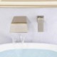 Wall Mount Curved Waterfall Sink Faucet Brushed Nickel Bathroom Sink Tap