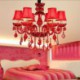 Dining Room Living Room European Elegant Crystal Chandelier Red Color Pendant Light