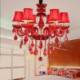 Dining Room Living Room European Elegant Crystal Chandelier Red Color Pendant Light