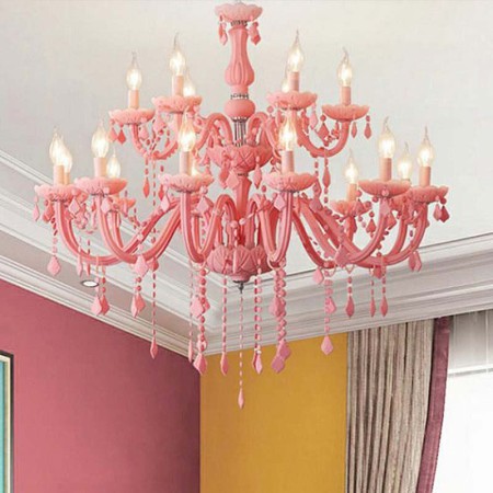 European Large Pendant Light Bedroom Bar Elegant Crystal Chandelier