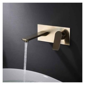 Optional Brushed Gold/Black Wall Mounted Centerset Basin Faucet with Embedded Box