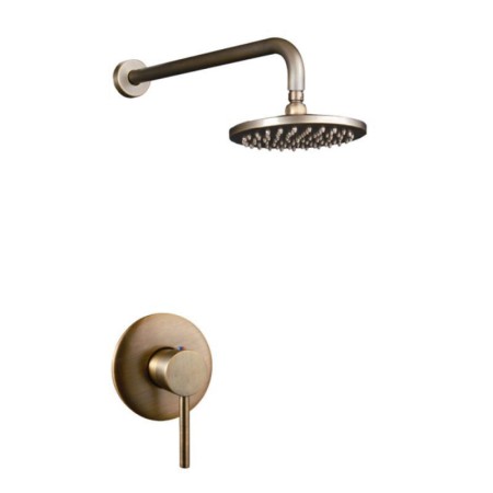 Wall Mount Rain Shower Head with Antique Brass Shower Faucet