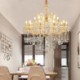 Dining Room Living Room Luxury Crystal Chandelier European Gold Pendant Light