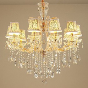 Dining Room Bedroom European Crystal Chandelier Stylish Gold Pendant Light