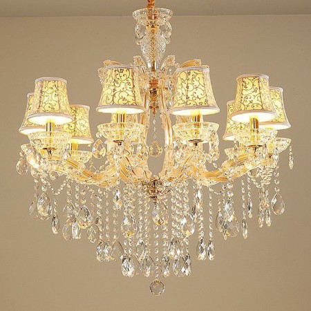 Dining Room Bedroom European Crystal Chandelier Stylish Gold Pendant Light