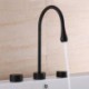 Swan Neck Dual Handles Countertop Faucet Elegant Rain Drop Basin Faucet