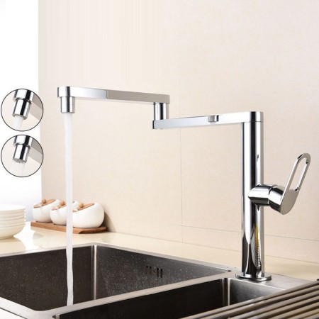 Pot Filler Faucet Rotatable Kitchen Tap Chrome/Nickel Brushed/Black Water Flow Switchable Tap