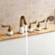 3 Handle Widespread Bathtub Mixer Tap in Gold with Hand Spray