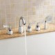 3 Handle Widespread Bathtub Mixer Tap in Gold with Hand Spray
