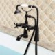 Deck Mounted Bathtub Mixer Tap with Ceramic Hand Shower Antique Black Clawfoot Tub Filler Faucet