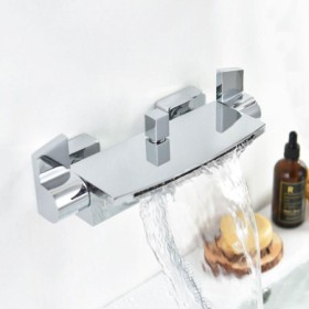 Shower Diverter Valve with Waterfall Spout Modern Chrome Shower Thermostat