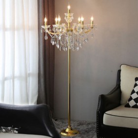 Gold Raindrop Crystal Floor Lamp European Style Luxury Light Living Room Hotel Lobby