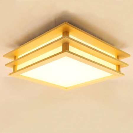 Wooden Ceiling Light Living Room Bedroom Study Lighting Nordic Cuboid LED Ceiling Light