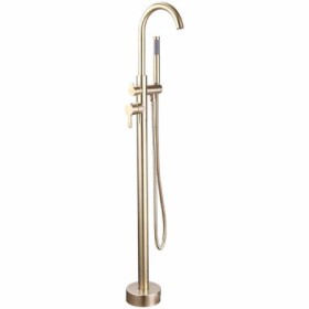 Golden Stainless Steel Double Handles Floor Standing Bathtub Faucet Tub Tap