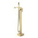 Floor Mounted Brushed Gold Bathtub Faucet With Hand Shower Tub Filler Faucet