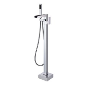 Waterfall Freestanding Bathtub Faucet Floor Mounted Bath Tub Filler Faucets High Flow