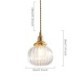 Clear Glass Pendant Light Round Ribbed Pumpkin Shape Lamp