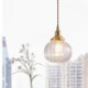 Clear Glass Pendant Light Round Ribbed Pumpkin Shape Lamp