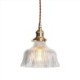 Dome Large Clear Ribbed Glass Pendant Light with Twist Switch in Brass Holder