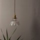 Dome Large Clear Ribbed Glass Pendant Light with Twist Switch in Brass Holder