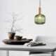 Pendant Light with Ribbed Glass and Brass Holder