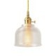 Kitchen Dining Room Hallway Lighting Farmhouse Clear Ribbed Glass Pendant Light Brass Glass Lamp With Twist Switch