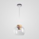 New Design Hand Blown Glass Pendant Light Wood Fixture Hanging Light (in Stock)
