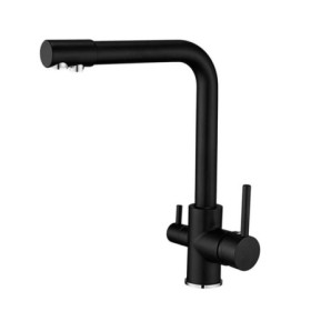 Filtering Kitchen Tap Modern Black Kitchen Faucet Dual Spouts