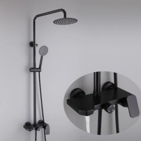 Shower Faucet System in Stainless Steel and Black Shower Set
