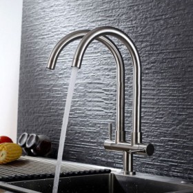 High Double Spouts Stainless Steel Kitchen Faucet Kitchen Tap