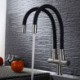 Black Rubber Kitchen Tap with Double Spouts Omni-directional Kitchen Faucet