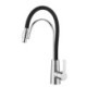 Brass Kitchen Faucet Swivel Rubber Hose Kitchen Sink Tap Available in Black/Chrome Color