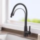 Brass Kitchen Faucet Swivel Rubber Hose Kitchen Sink Tap Available in Black/Chrome Color