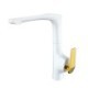 White Sink Faucet Deck Mounted Single Hole Single Handle Tap with Golden Handle