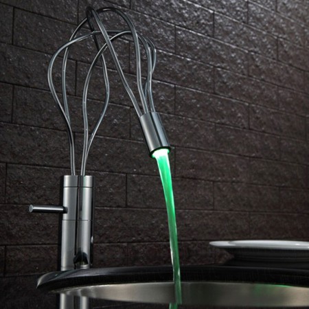Bathroom LED Sink Faucet Color Changing LED Tap - Chrome Finish Faucet for Vessel Sinks